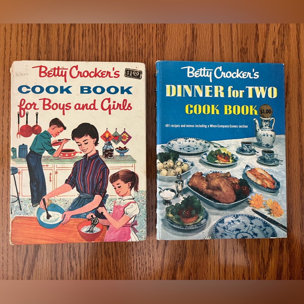 2 Vintage 1950s Betty Crocker Cook Books. For Boys and Girls & Dinner for Two.